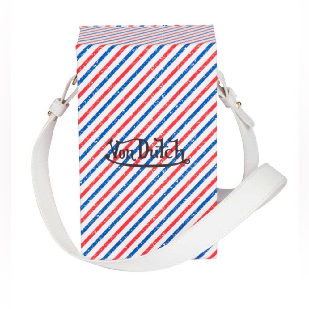 Von Dutch Red, Blue, and White Striped Barber Shop Bag